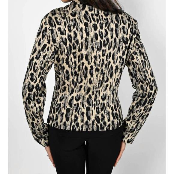 NEW FRANK LYMAN leopard metallic jacquard jacket in beige/black - Picture 2 of 2